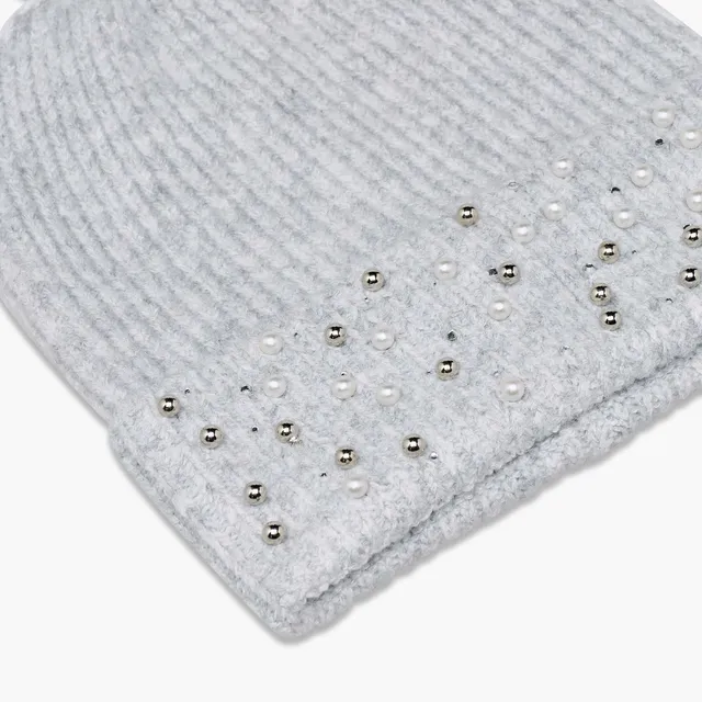 Embellished Beanie with Turn-Up Hem – image 3