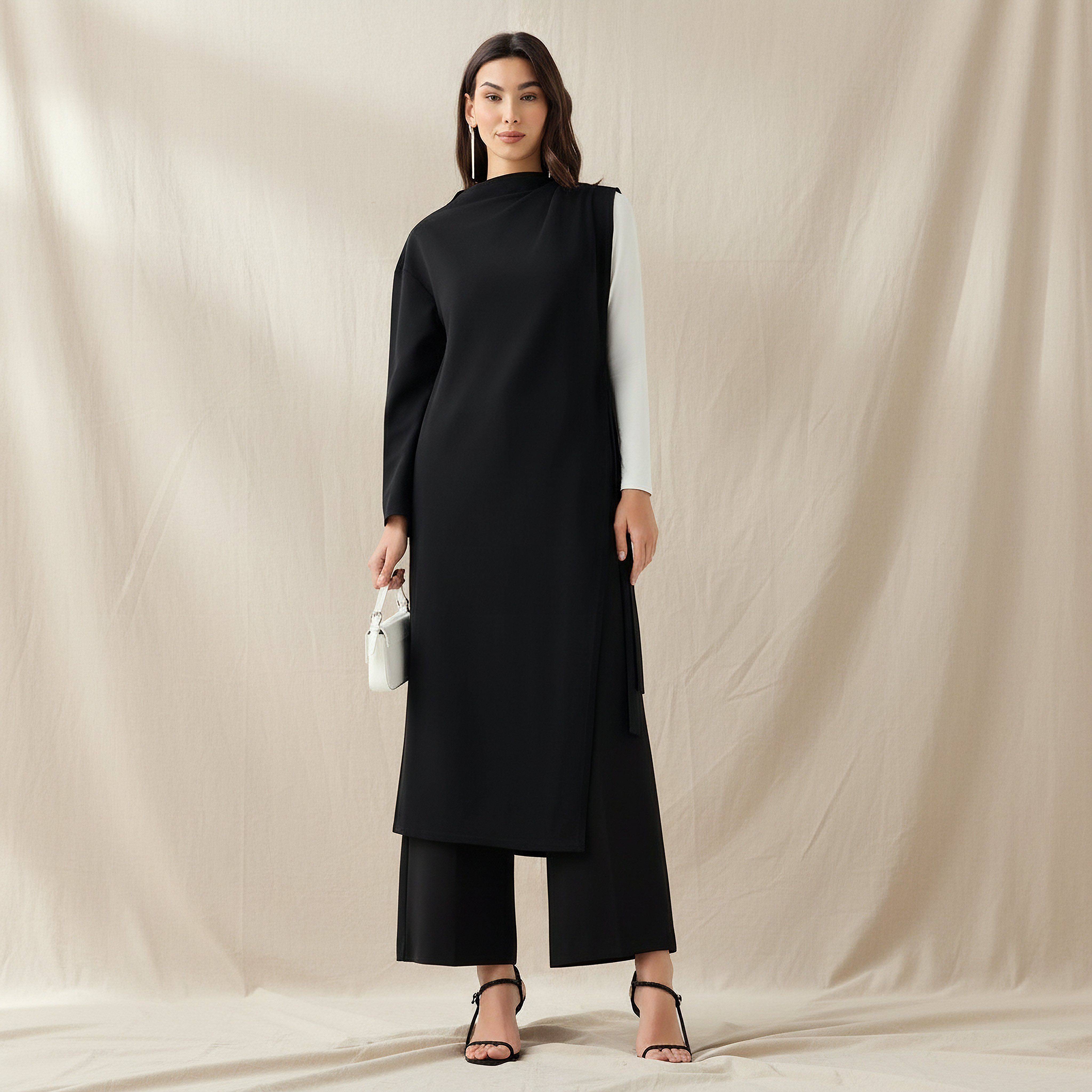 Regular Fit One Sleeve Longline Top with T-shirt
