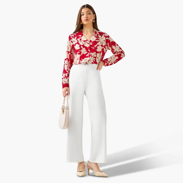 Floral Print Shirt with Notch Collar – image 4