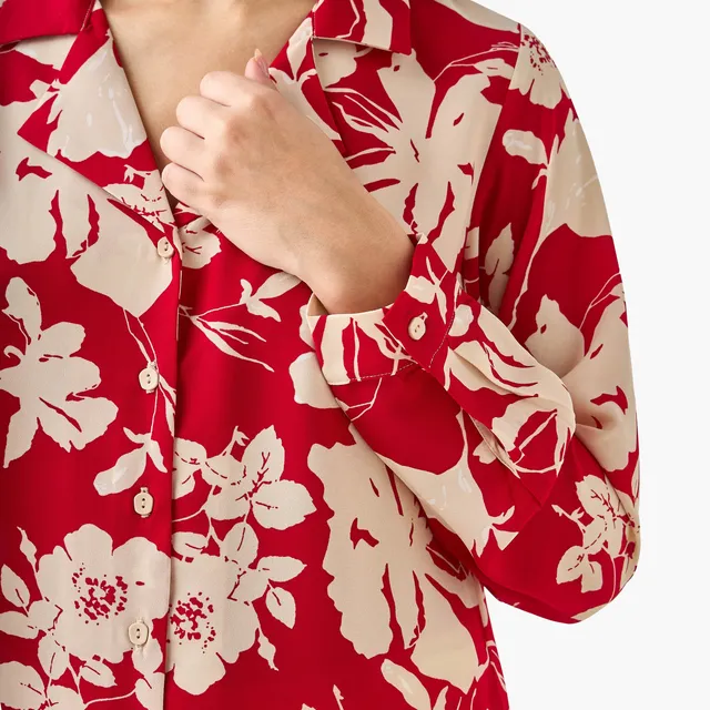 Floral Print Shirt with Notch Collar – image 6