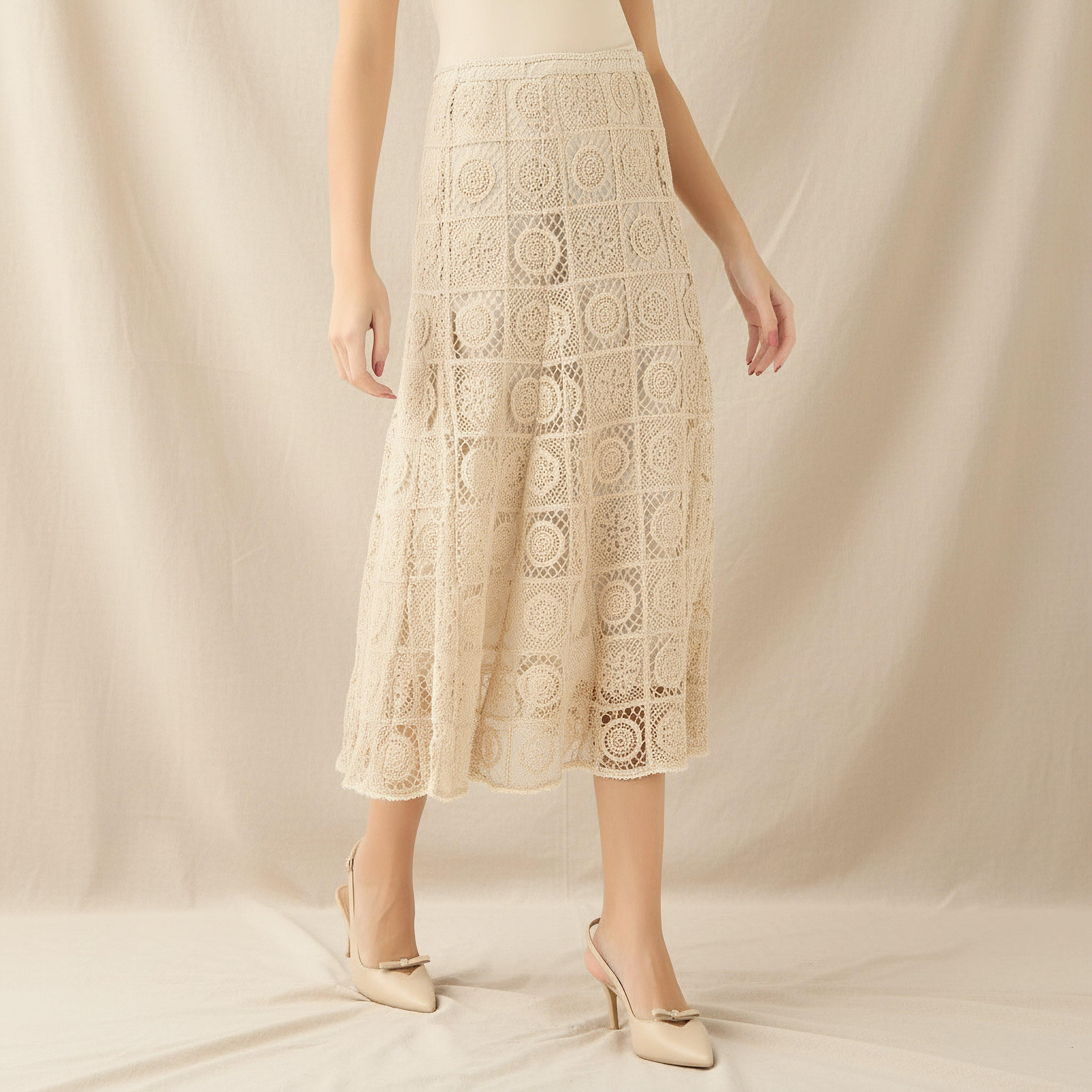 Midi Crochet A-line Skirt