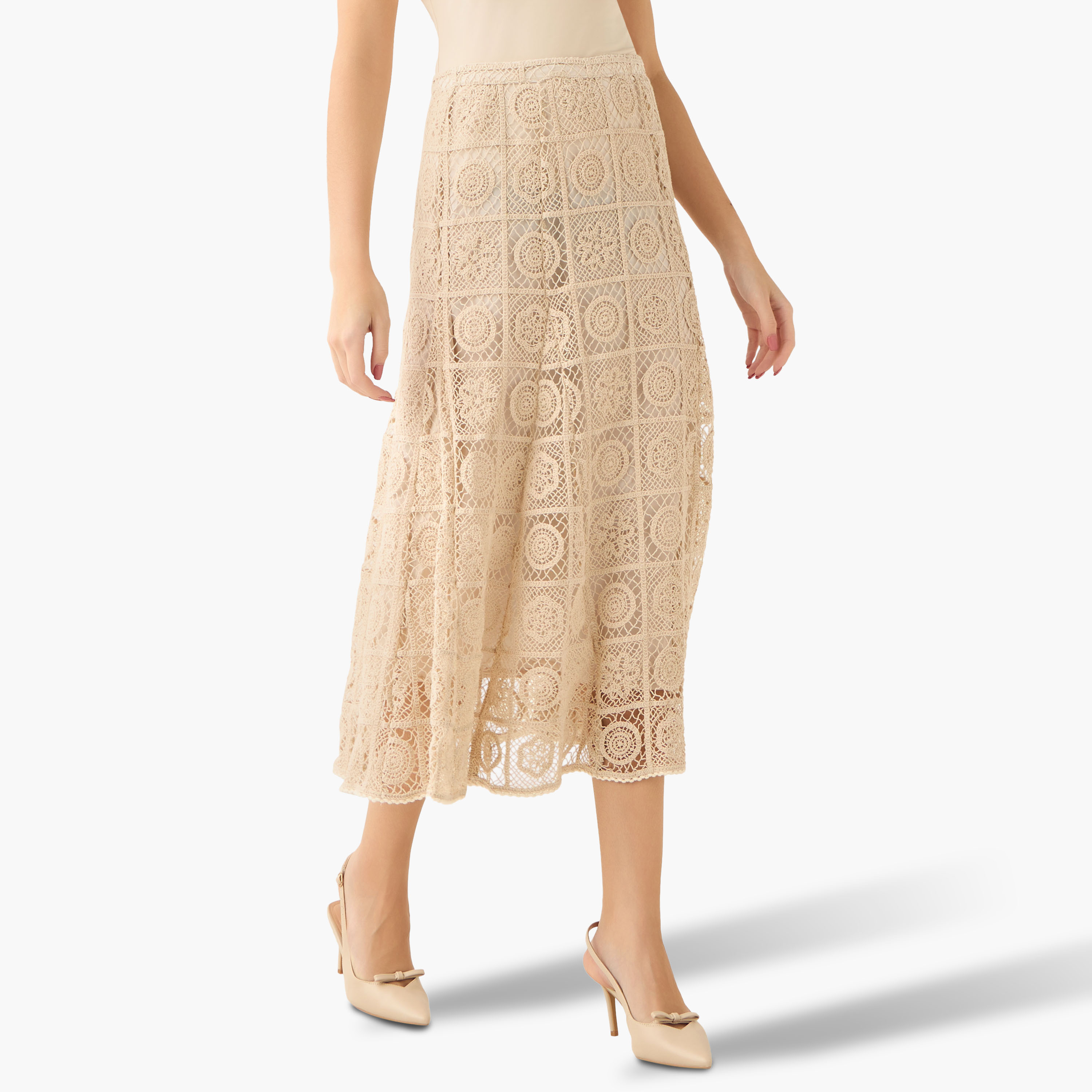 Midi Crochet A-line Skirt