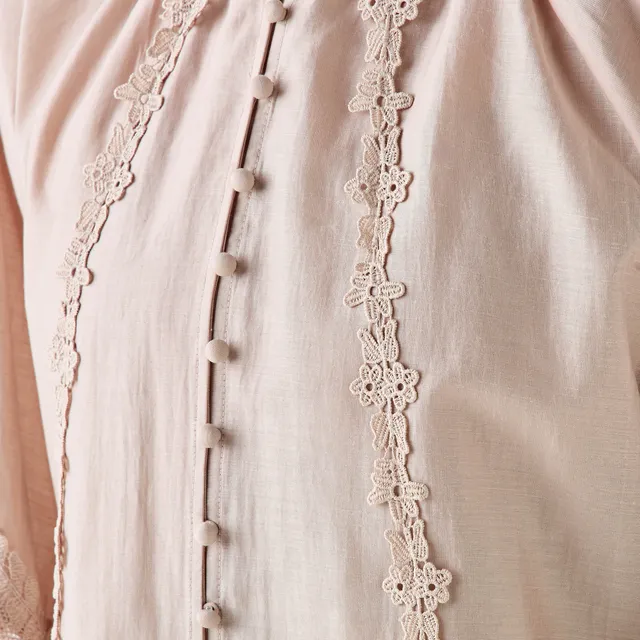 Lace Trim A-line Women Dress with Volume Sleeves – image 2