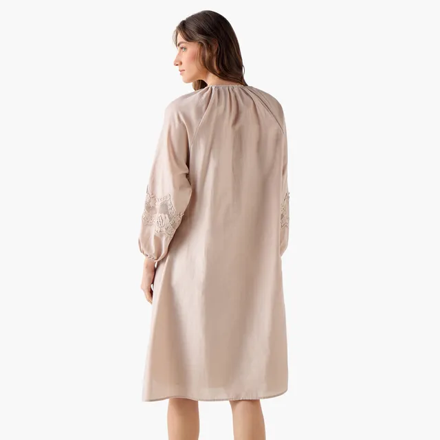 Lace Trim A-line Women Dress with Volume Sleeves – image 4