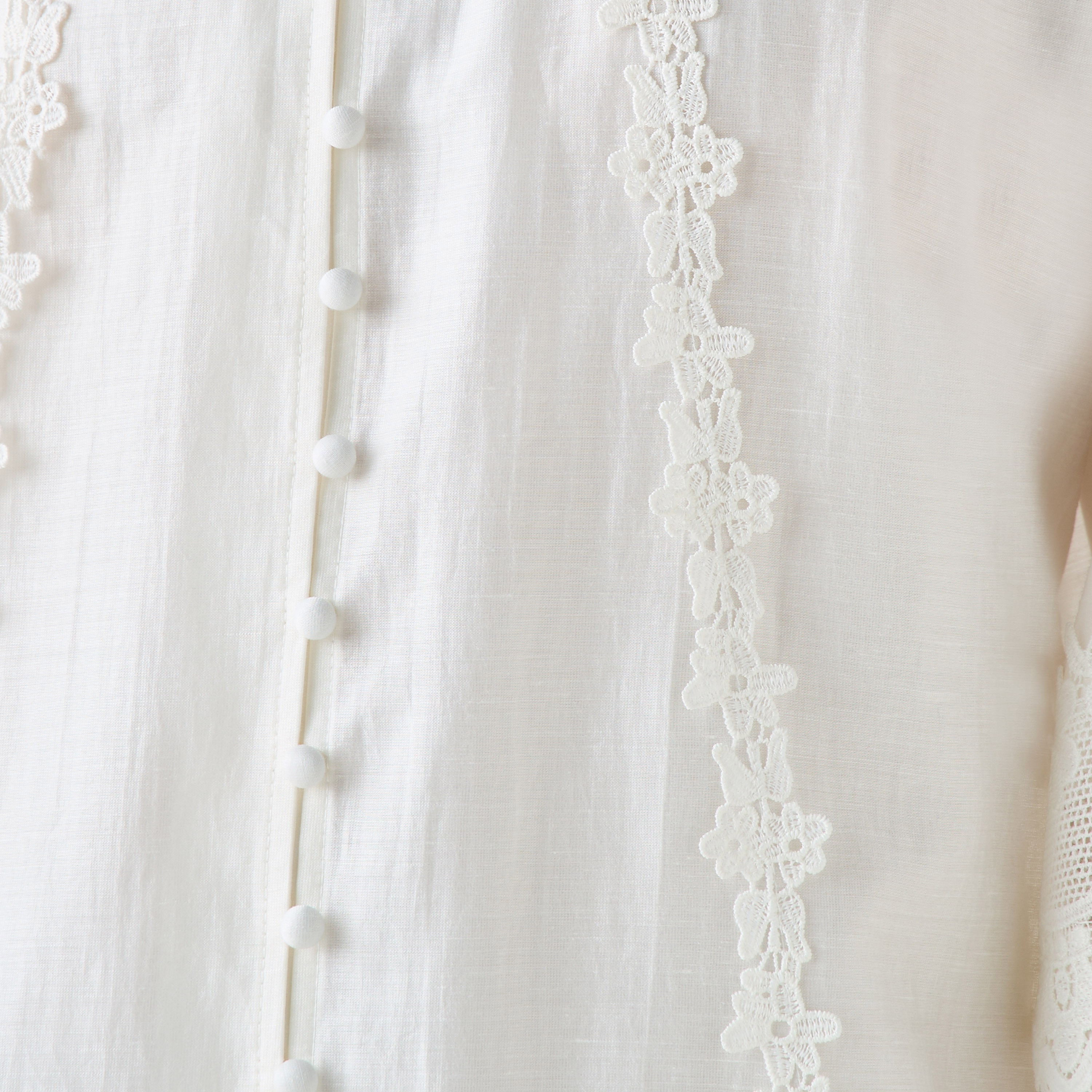 Lace Trim A-line Women Dress with Volume Sleeves