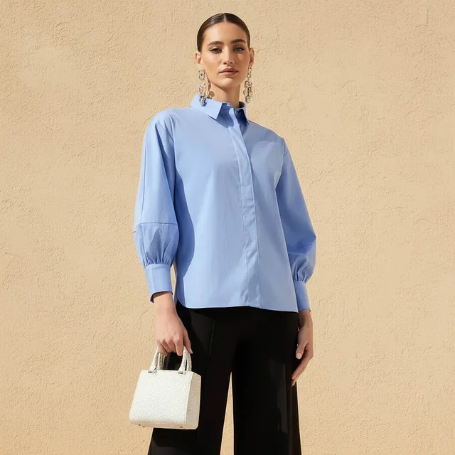 Relaxed Fit Shirt with Concealed Placket
