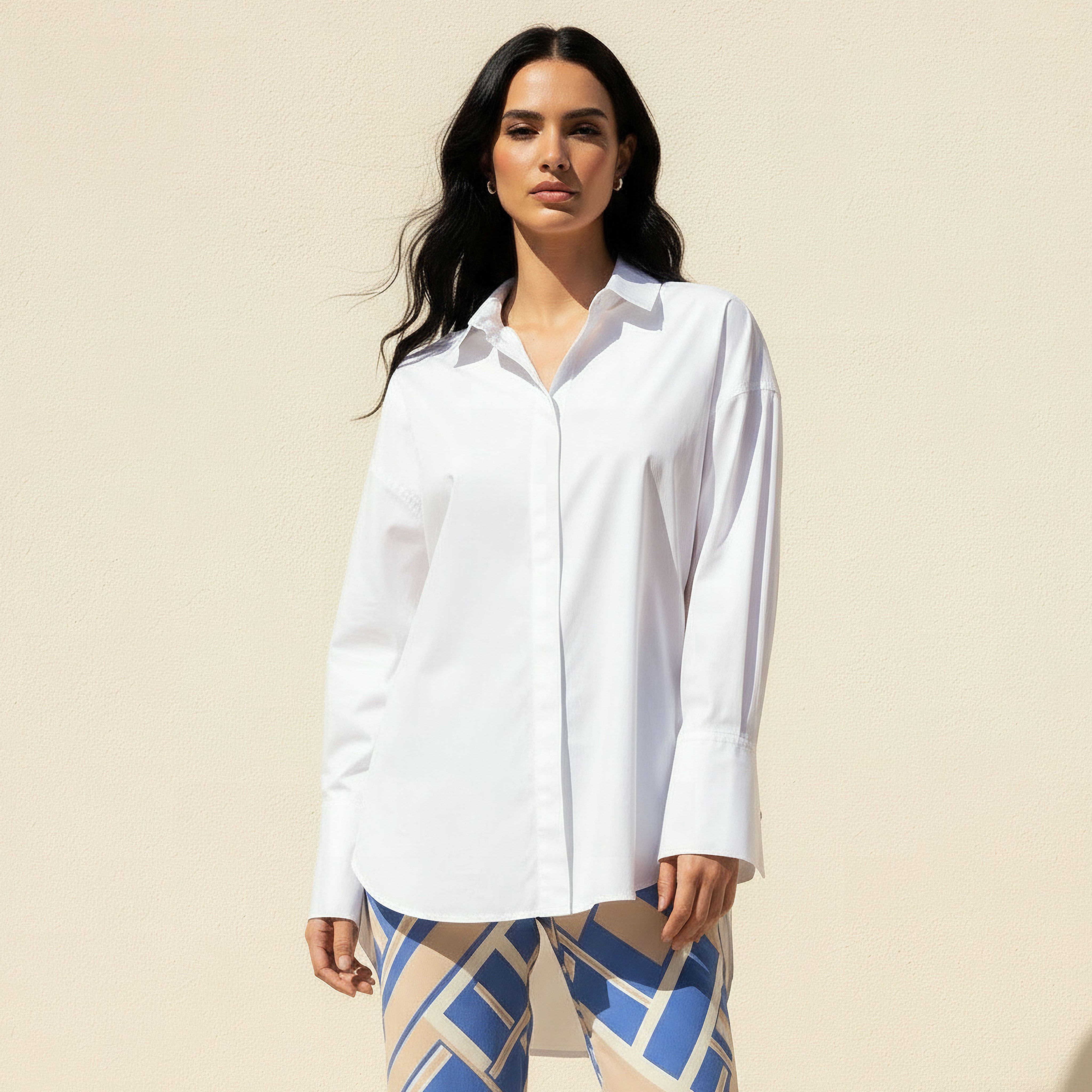 Oversized Poplin Shirt High-Low Hem