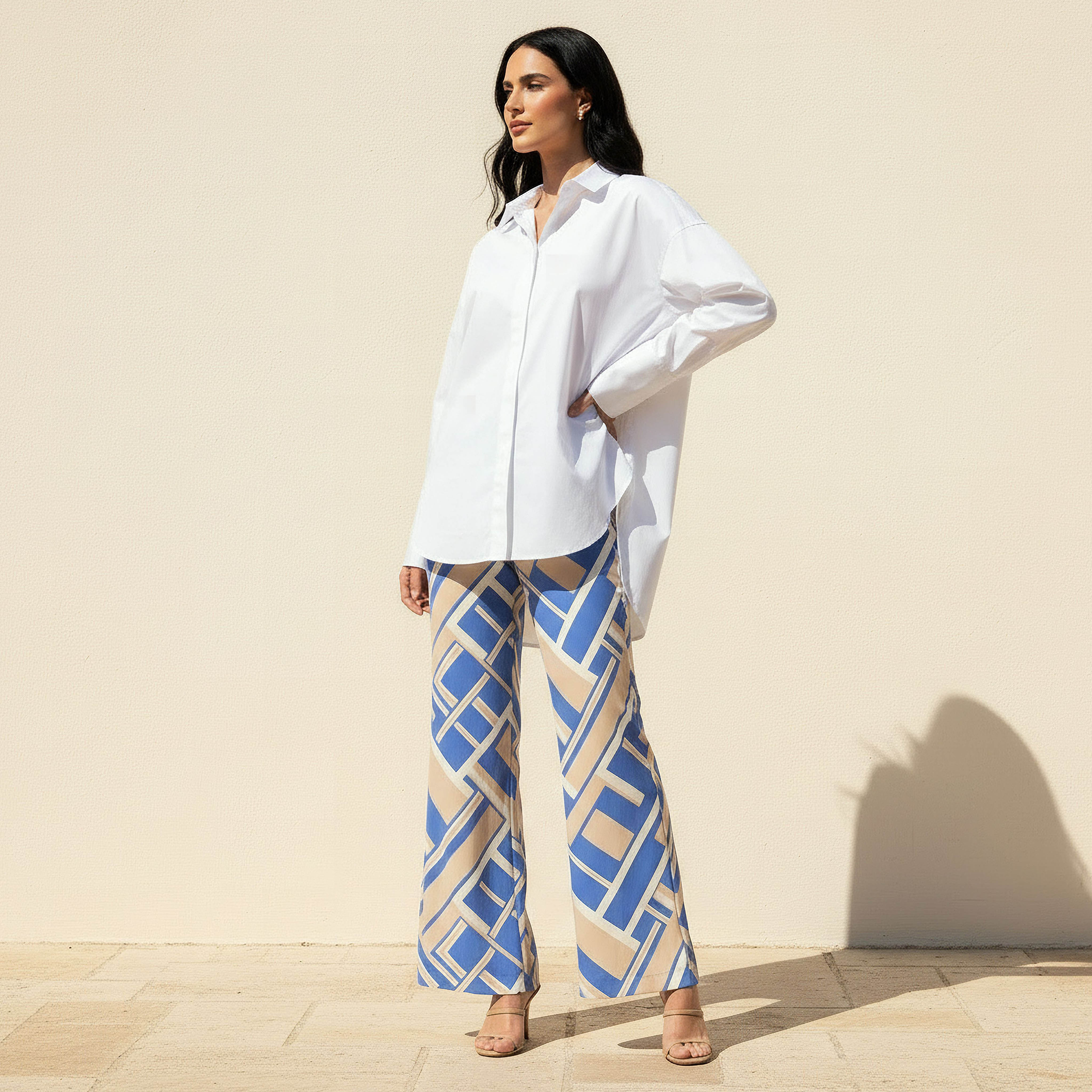 Oversized Poplin Shirt with High-Low Hem