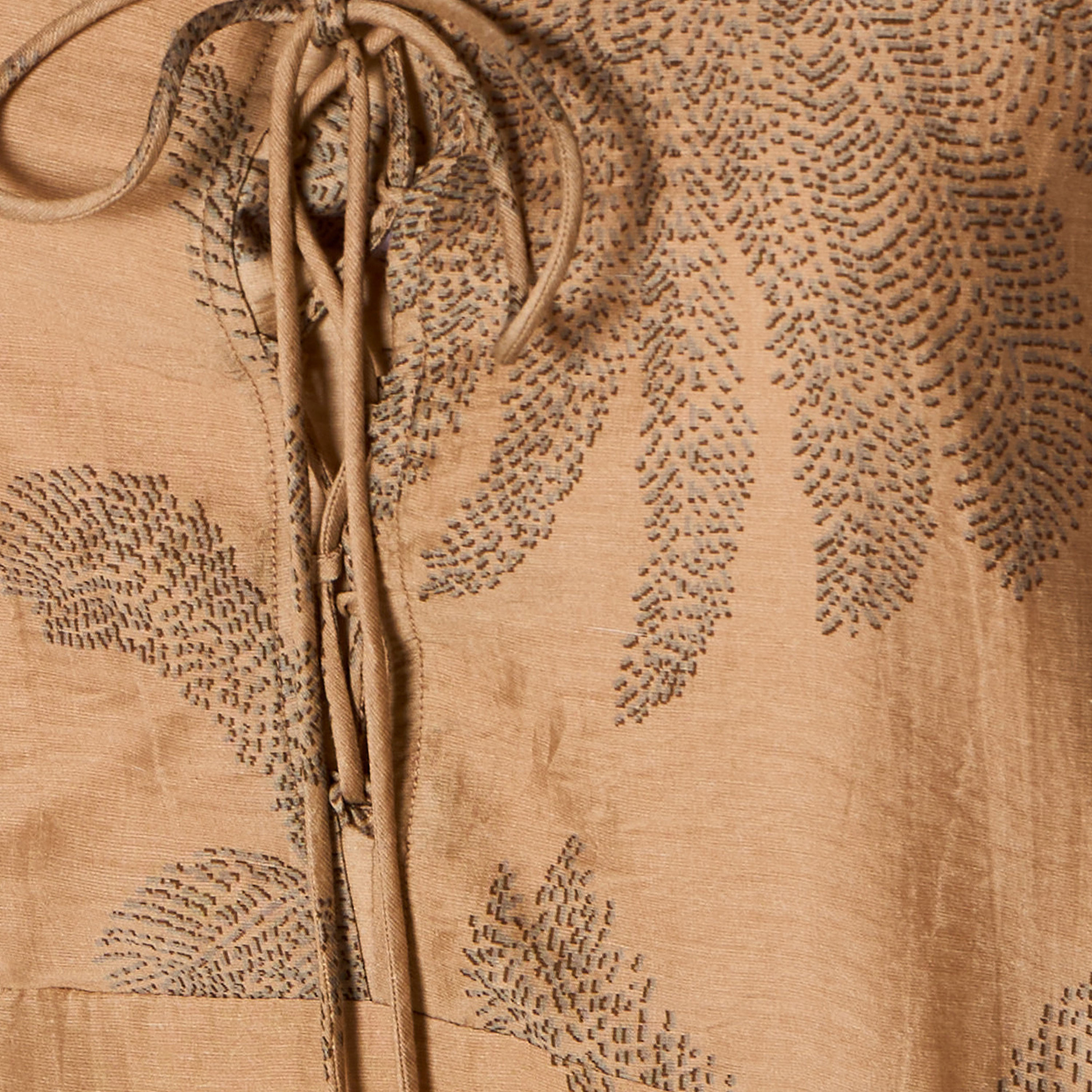A-line Midi Dress with Leaf Print