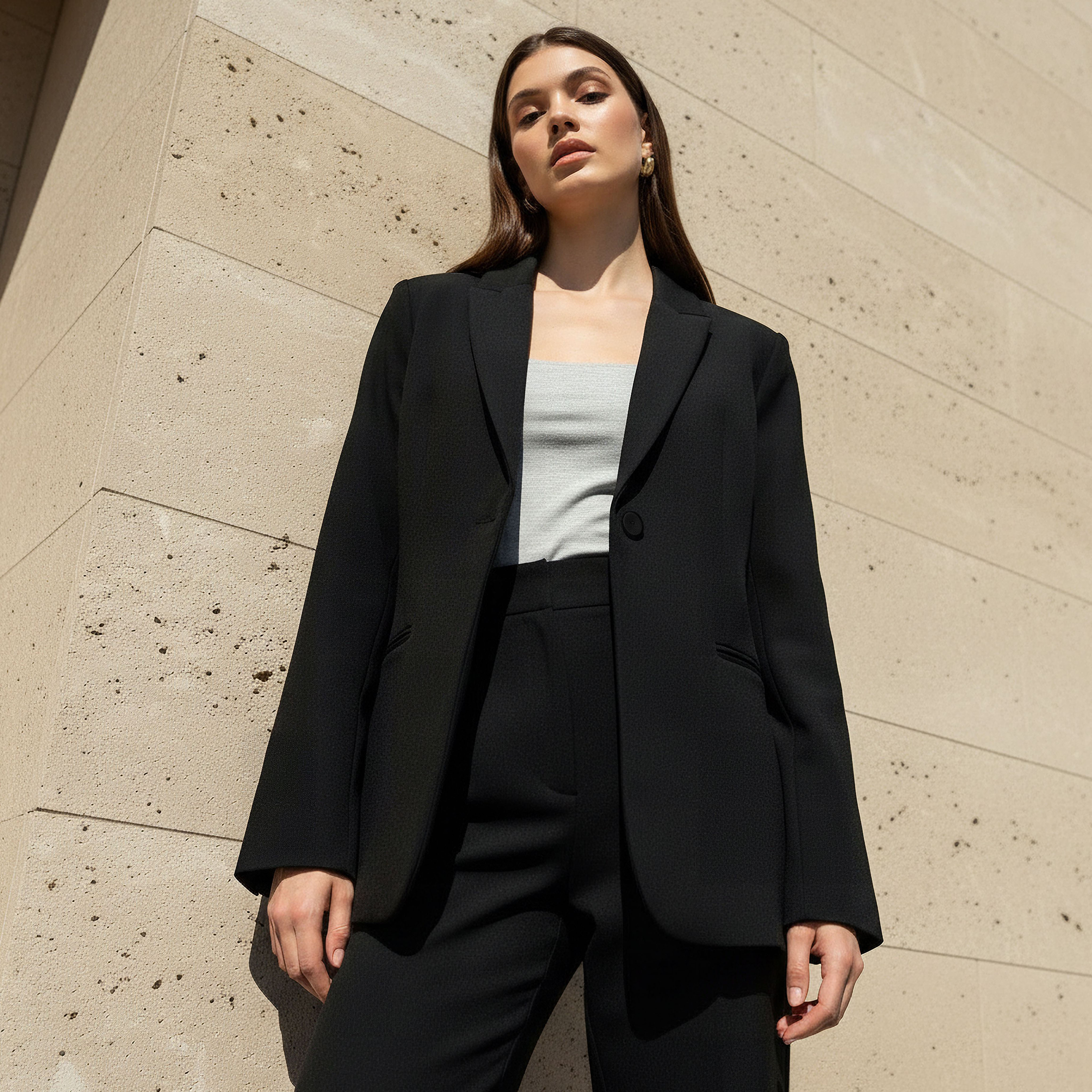 Single Breasted Notched Lapel Blazer
