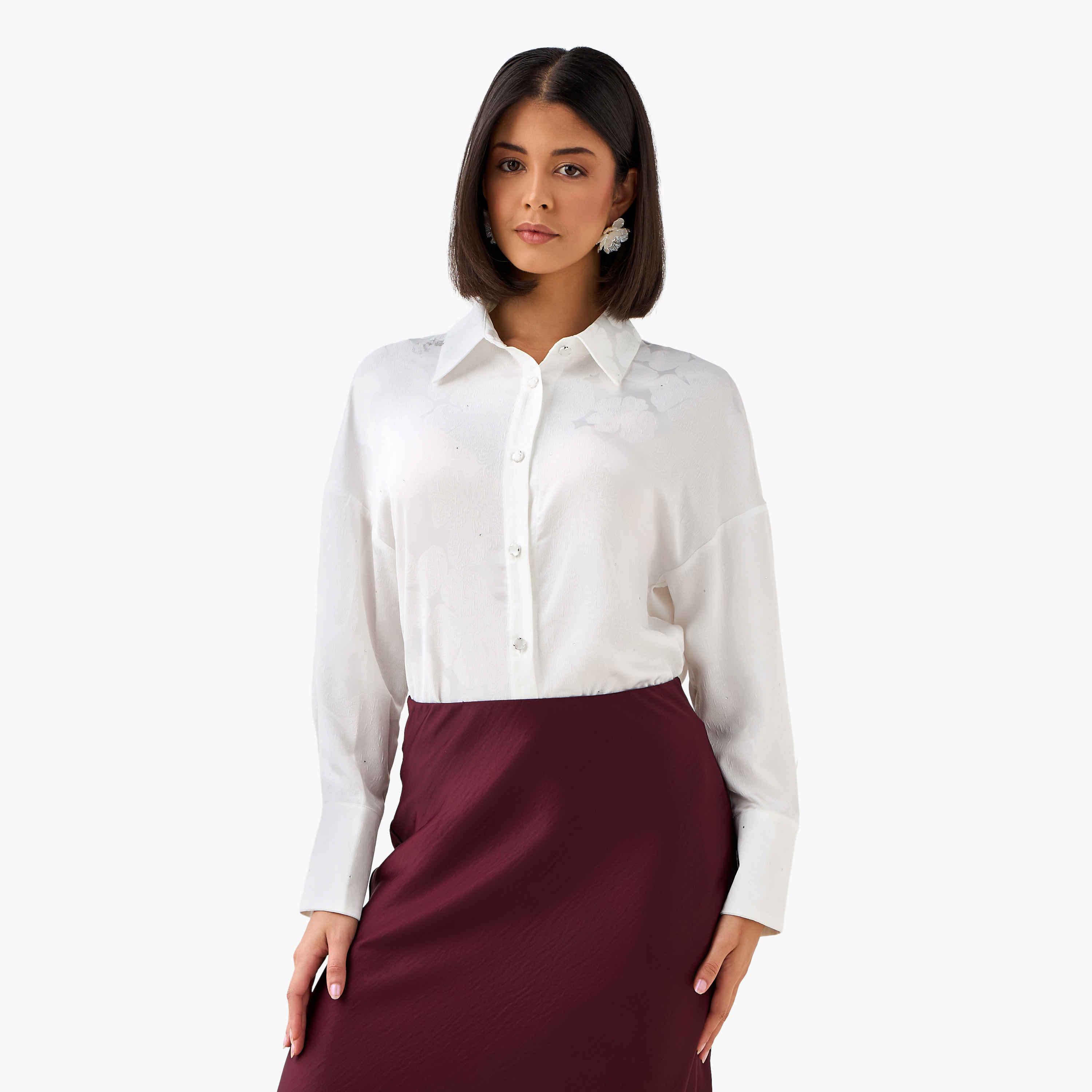 Regular Fit Shirt with Jacquard Texture