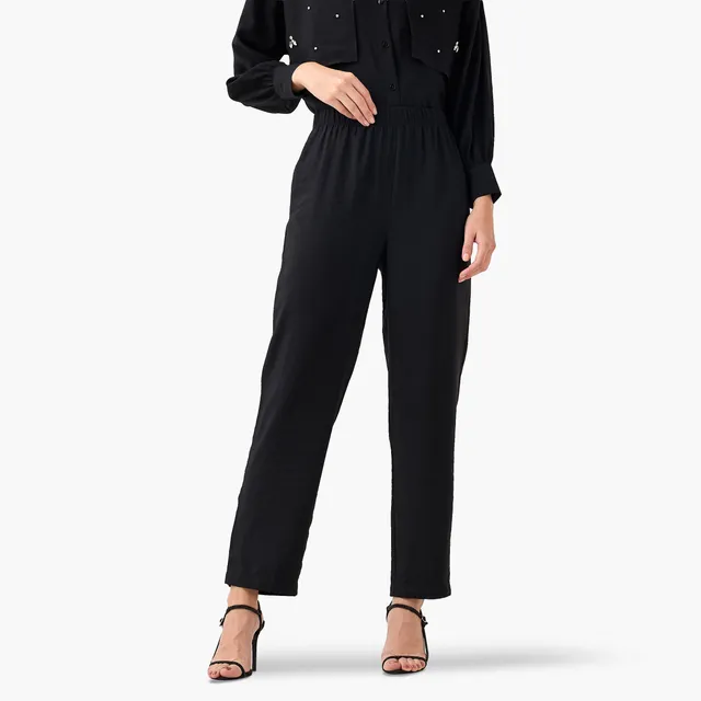 Relaxed Fit Elastic Waist Pants – image 2