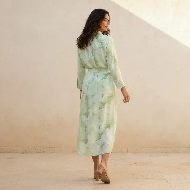 Splash Smart Printed A-line Shirt Dress with Tie-Up Belt – image 3