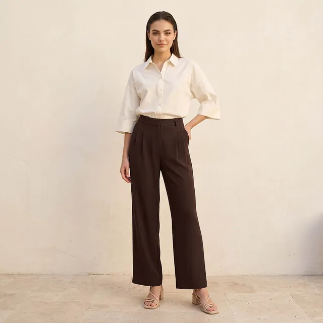 Splash Smart Straight Fit Belt Loop Waist Pleated Trousers – image 4