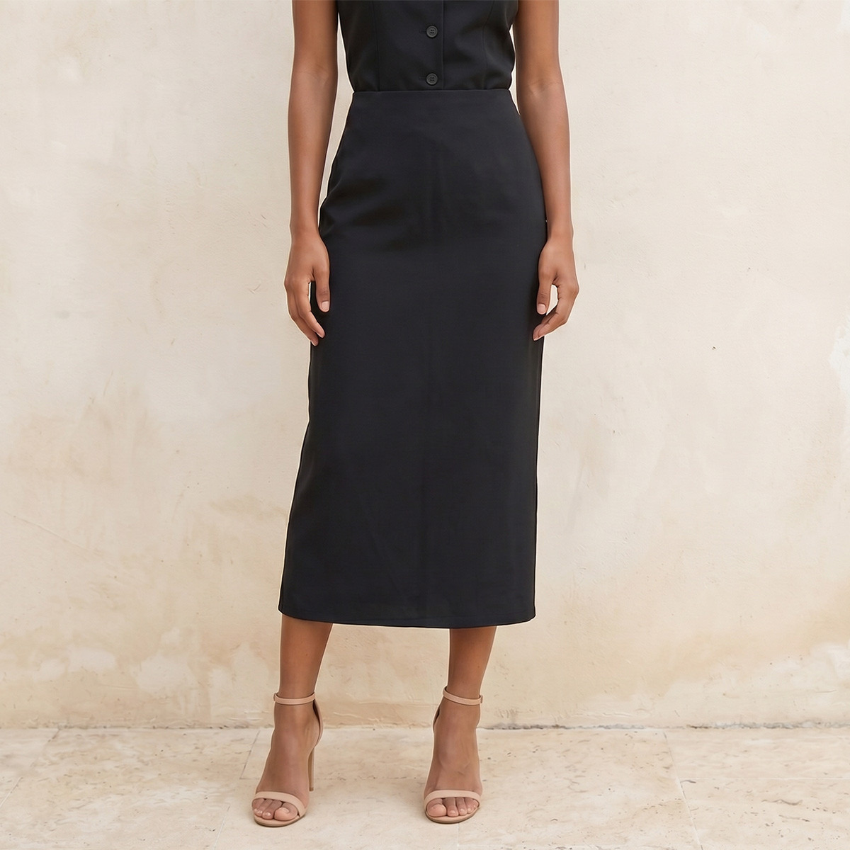 Midi Slit Column Skirt