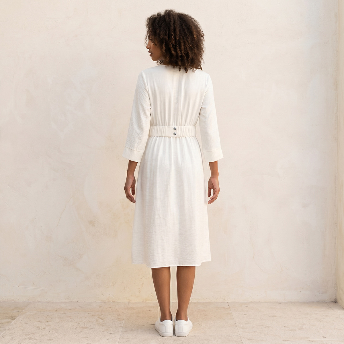 Splash Smart Textured Wrap Dress with Elasticated Waist Detail