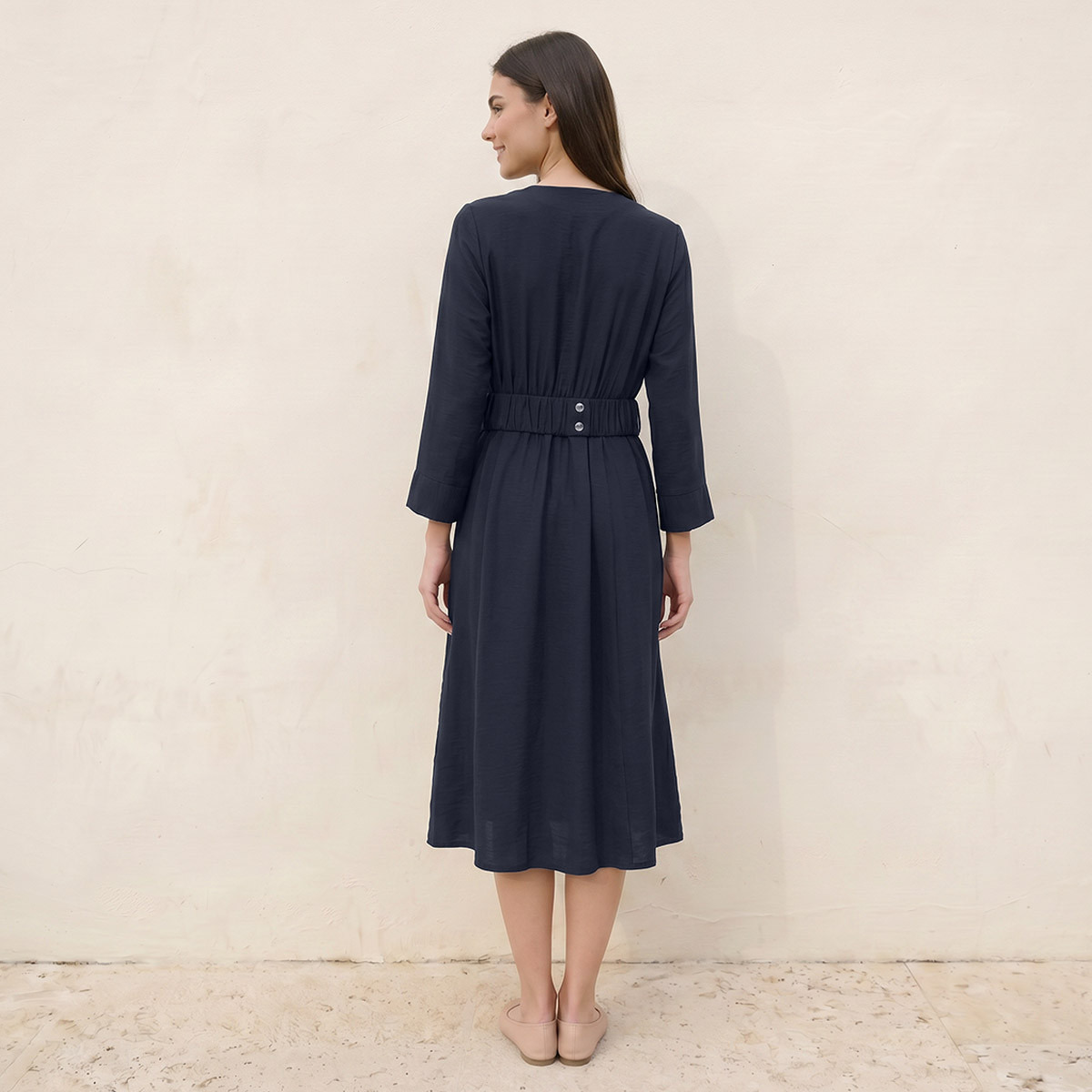 Splash Smart Textured Wrap Dress with Elasticated Waist Detail