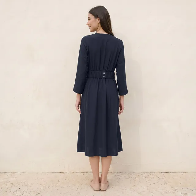 Splash Smart Textured Wrap Dress with Elasticated Waist Detail – image 3