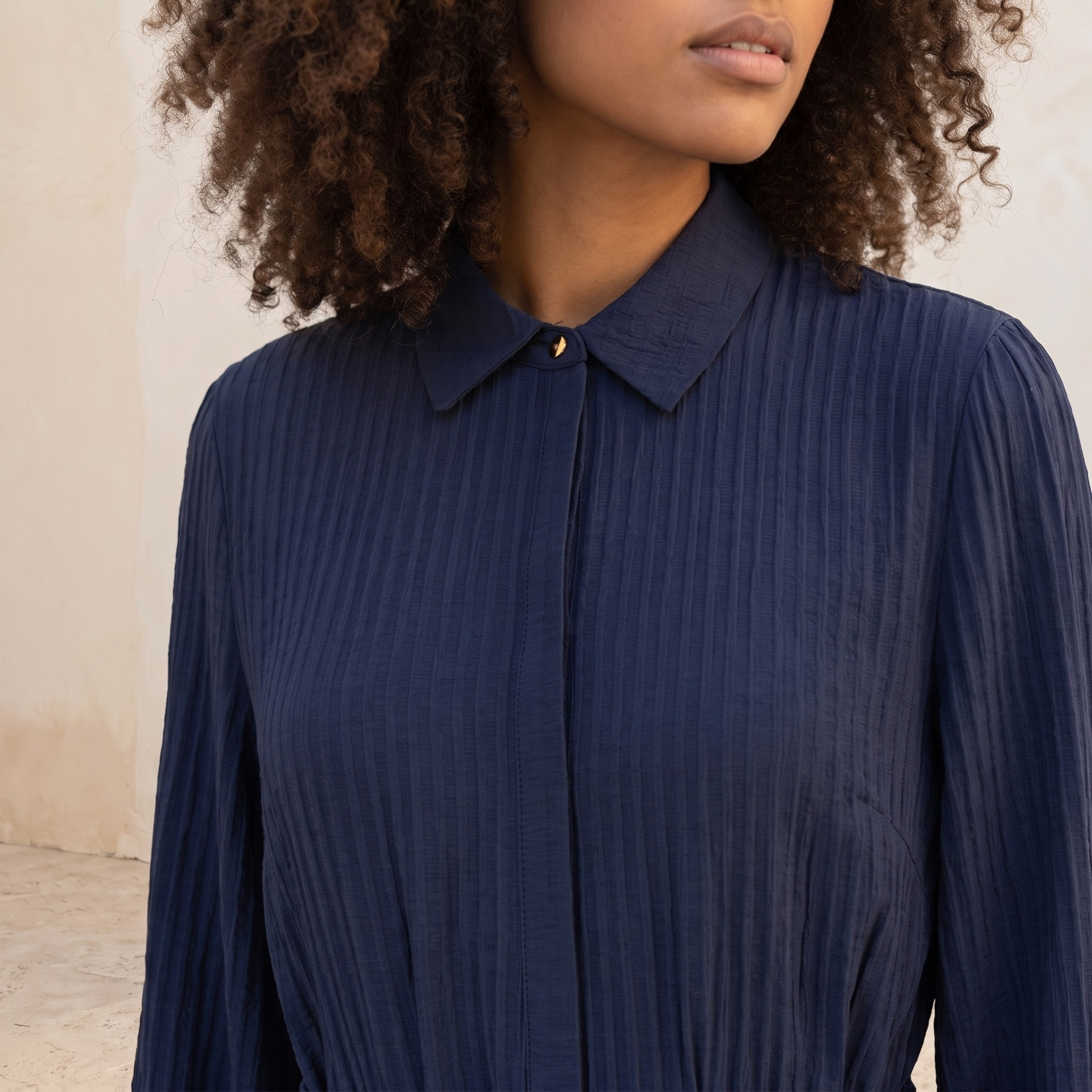 Splash Smart Shirt Dress with Tie-Up Belt