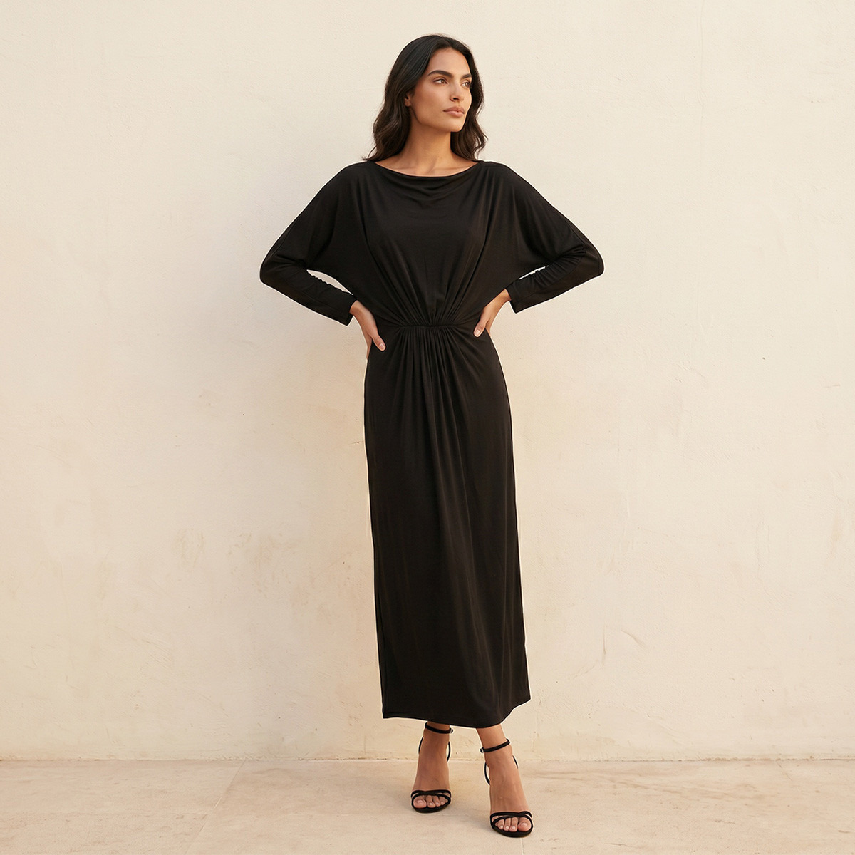 Splash Smart Ruched Dress with Cowl Neck