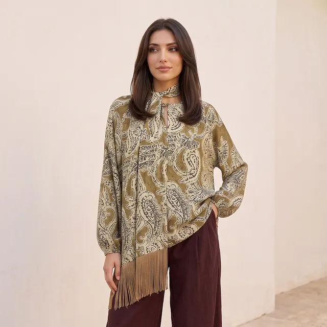 Splash Smart Printed Fringe Detail Top – image 5
