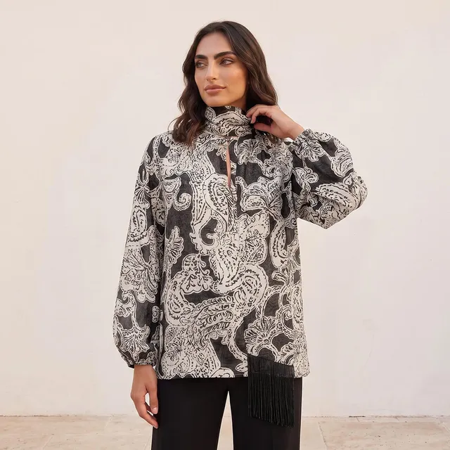 Splash Smart Printed Fringe Detail Top – image 4