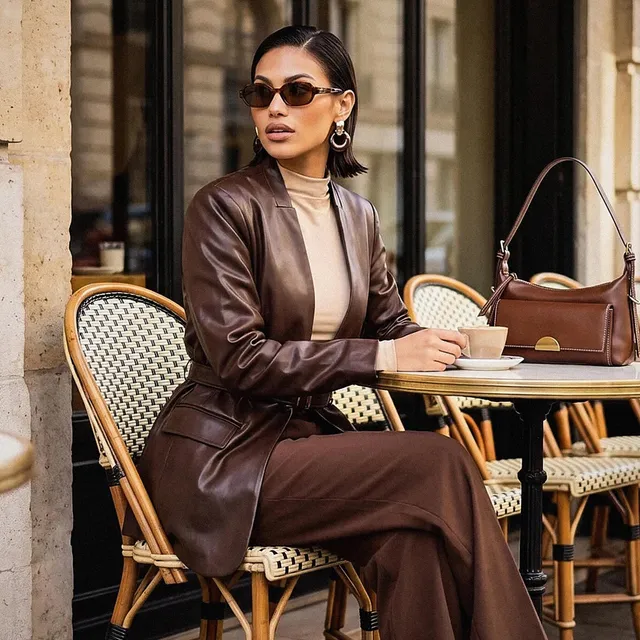 Splash Smart Pleather Jacket with Belt