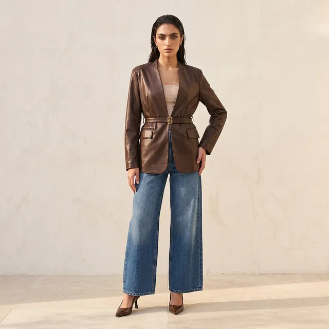 Splash Smart Pleather Jacket with Belt – image 3