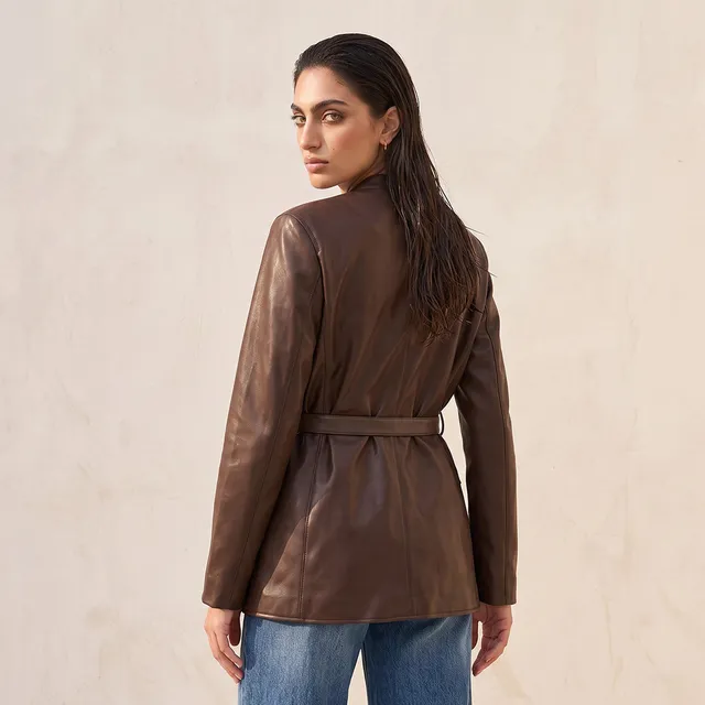 Splash Smart Pleather Jacket with Belt – image 4