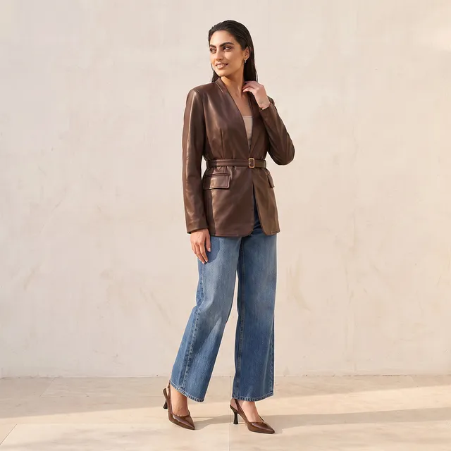 Splash Smart Pleather Jacket with Belt – image 5