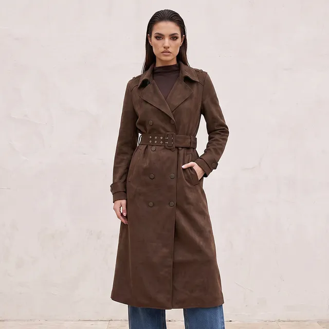 Splash Smart Suede Trench Coat with Belt – image 2