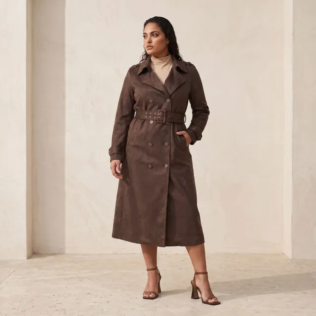 Splash Smart Suede Trench Coat with Belt – image 3