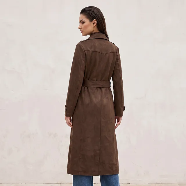 Splash Smart Suede Trench Coat with Belt – image 4