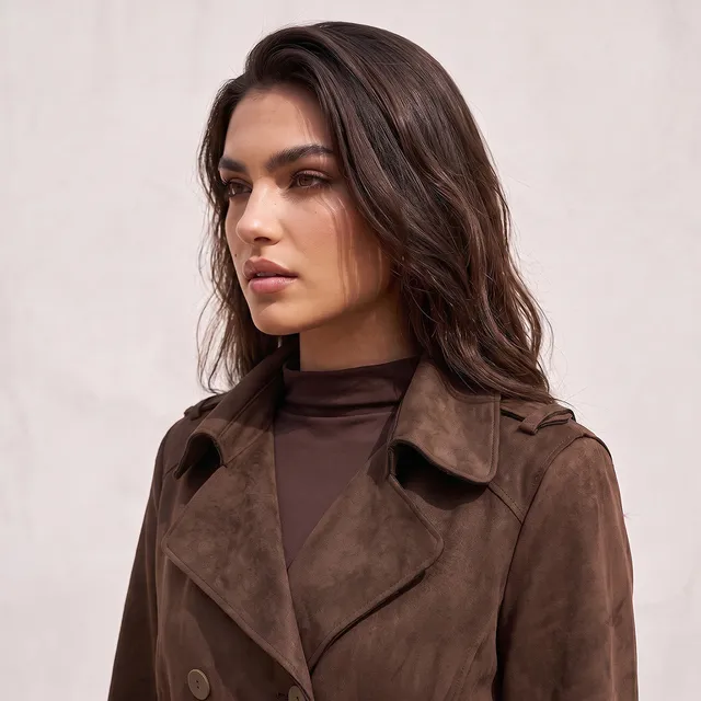 Splash Smart Suede Trench Coat with Belt – image 6
