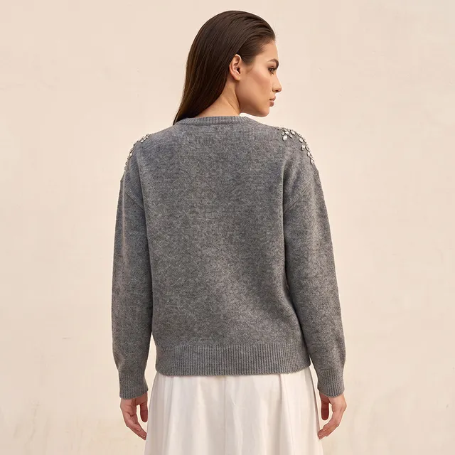 Splash Smart Relaxed Fit Embellished Round Neck Sweater – image 4