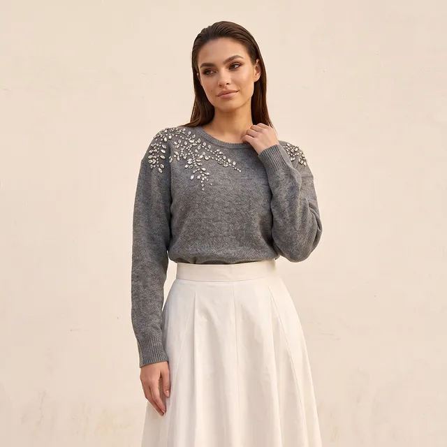 Splash Smart Relaxed Fit Embellished Round Neck Sweater – image 5