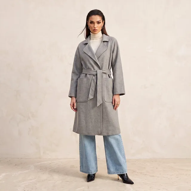 Splash Smart Felt Coat with Tie-Up Belt