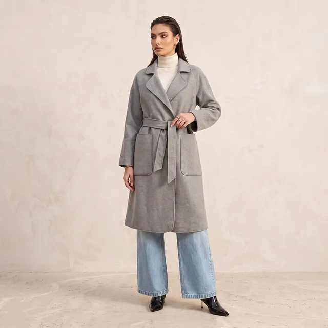 Splash Smart Felt Coat with Tie-Up Belt – image 3
