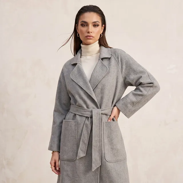 Splash Smart Felt Coat with Tie-Up Belt – image 4