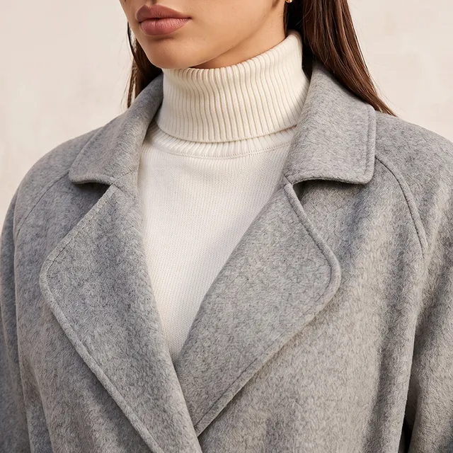 Splash Smart Felt Coat with Tie-Up Belt – image 5