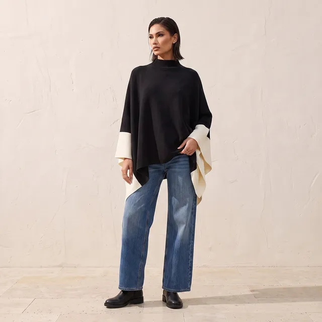 Splash Smart Panelled Poncho with High Neck – image 2