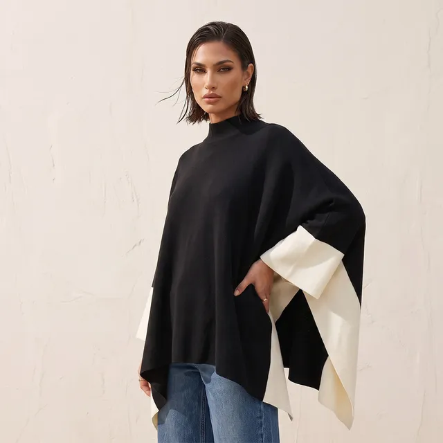 Splash Smart Panelled Poncho with High Neck – image 6