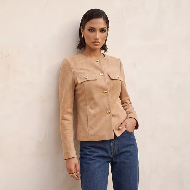 Splash Smart Suede Jacket with Button Detail – image 2