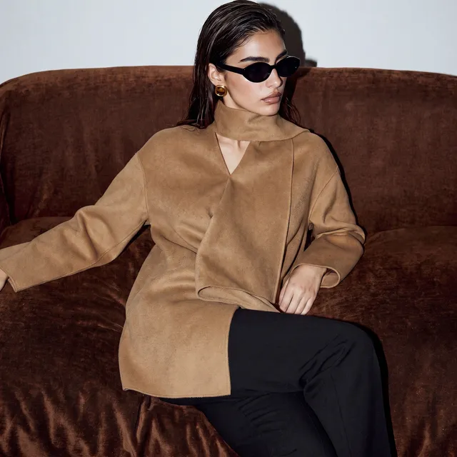 Splash Smart Felt Jacket with Draped Neck