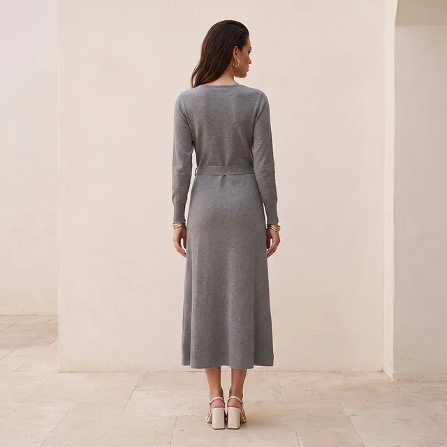 Splash Smart Textured A-line Dress with Tie-Up Belt – image 3