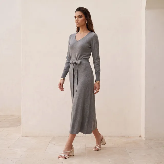 Splash Smart Textured A-line Dress with Tie-Up Belt – image 4