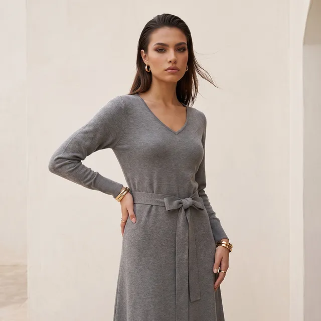 Splash Smart Textured A-line Dress with Tie-Up Belt – image 6
