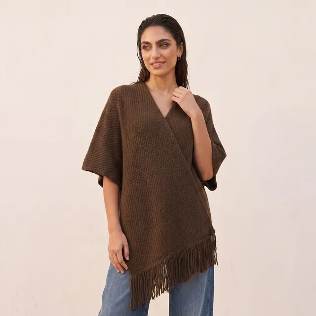 Splash Smart Textured V-neck Poncho – image 5