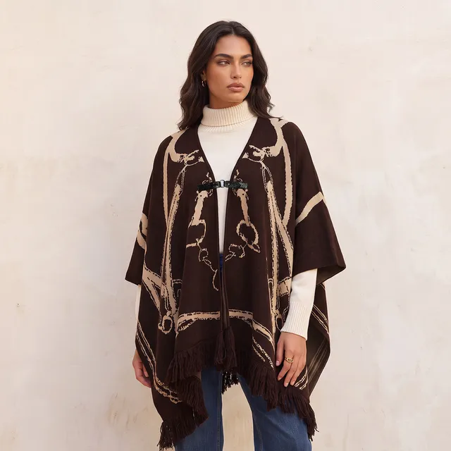 Splash Smart Relaxed Fit Abstract Print Poncho with Asymmetric Hem – image 2