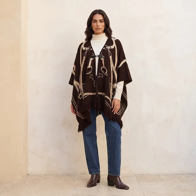 Splash Smart Relaxed Fit Abstract Print Poncho with Asymmetric Hem – image 4